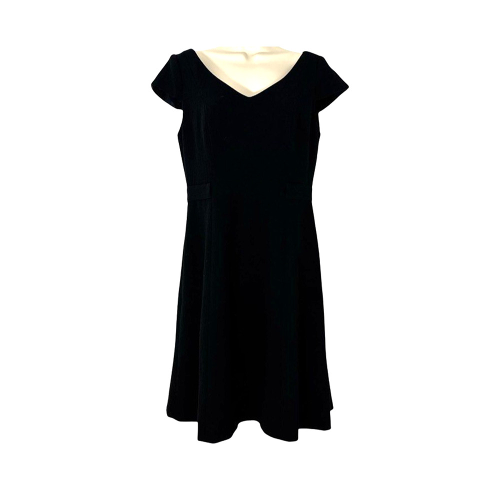 Evan Picone Womens Black Cap Sleeve V-Neck Lined Knee Length Career Dress sz 8